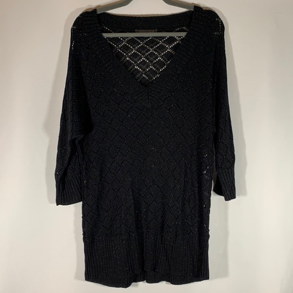 Addition Elle Black Sparkly Knit Sweater Top - Picture 1 of 7